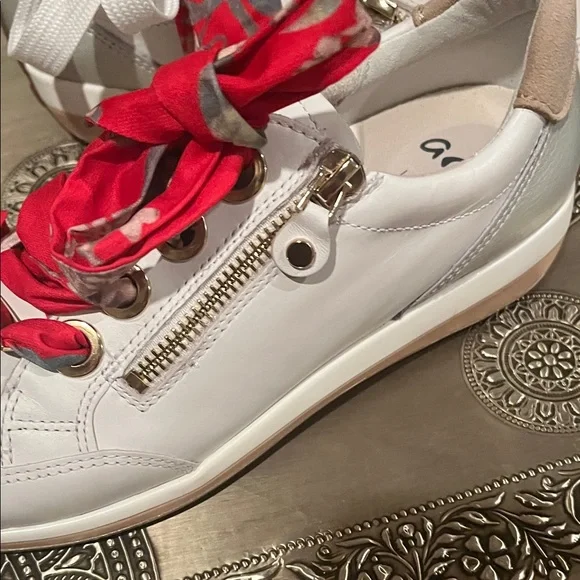 Ara White Sneakers with Pink Floral Laces - Picture 4 of 8